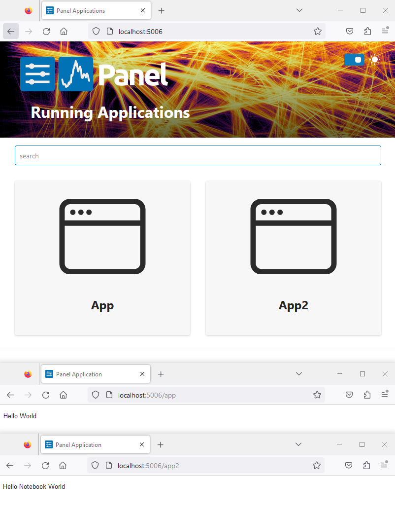 Panel serve multi page app