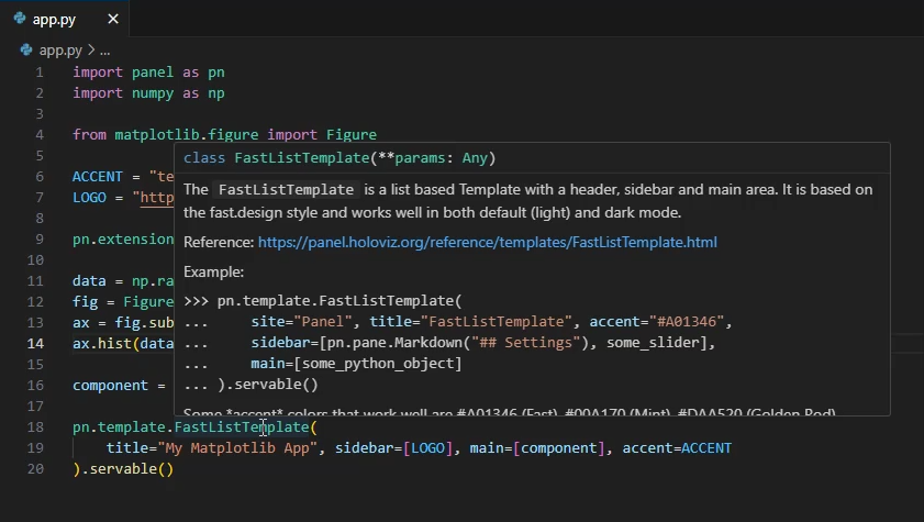 Tooltip of a Panel component