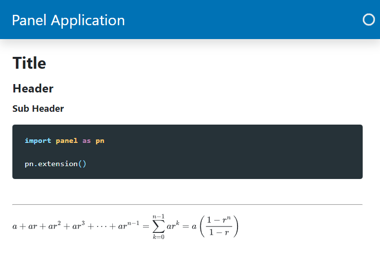 Panel Markdown Example